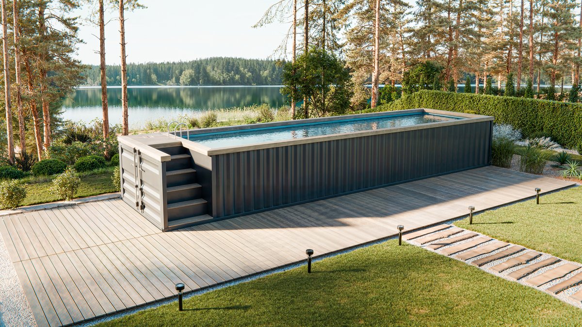 Containerpool an einem Schweizer See, 12-Meter-Modell