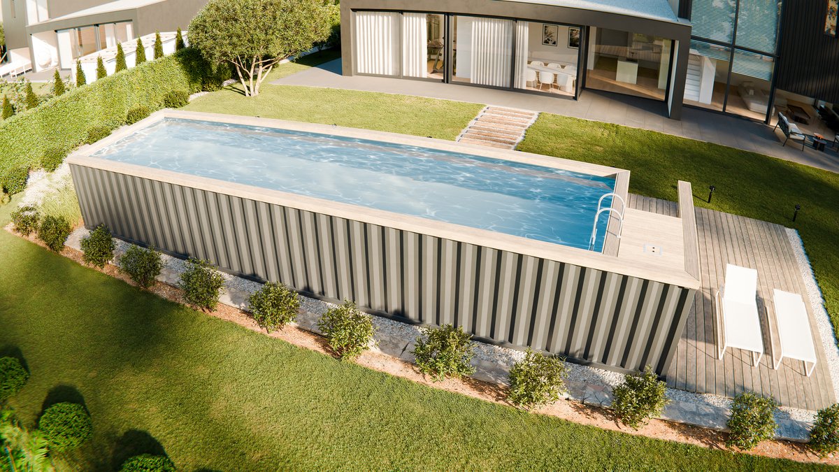 Containerpool 12 m mit Terrasse